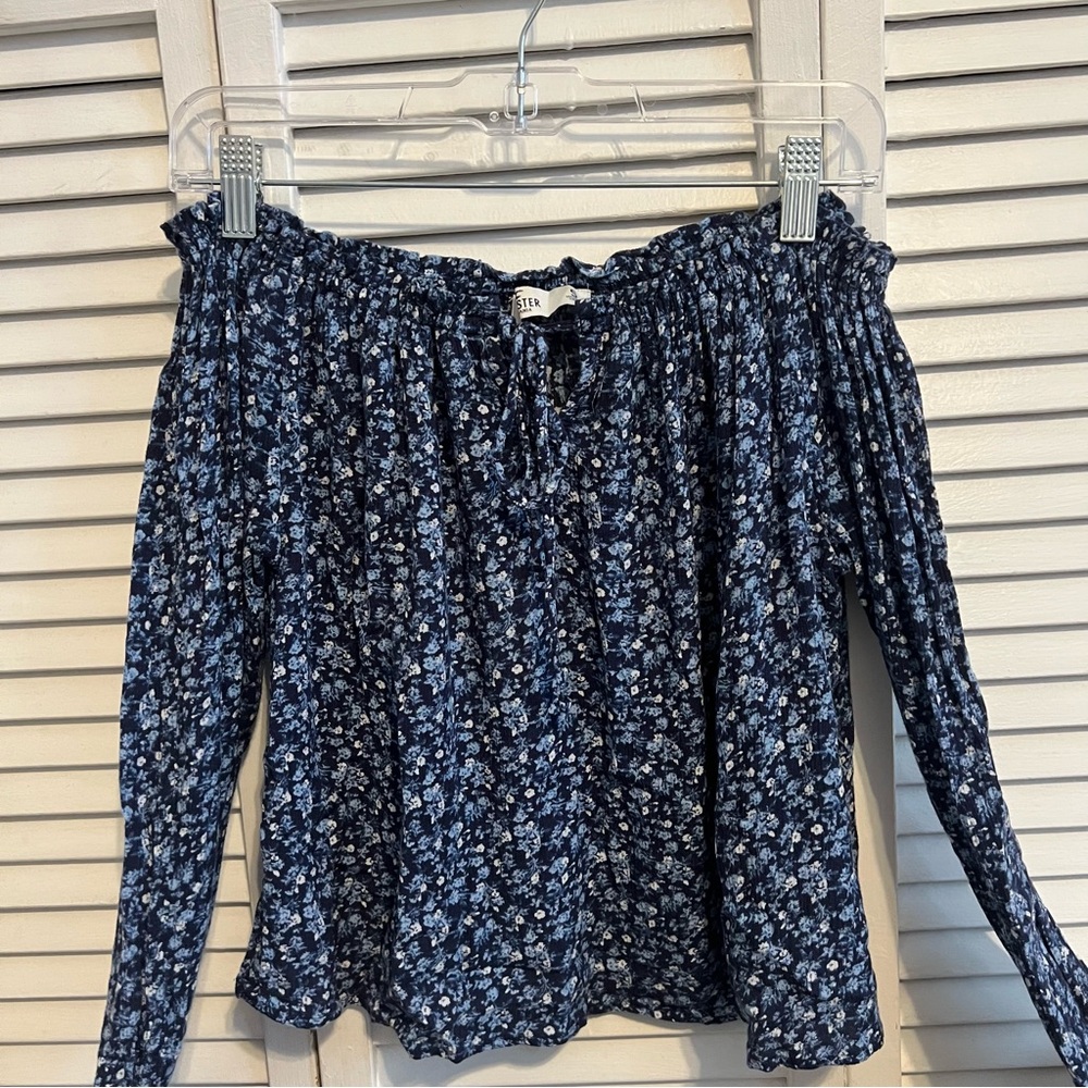 Hollister Blue Floral Off-Shoulder Blouse